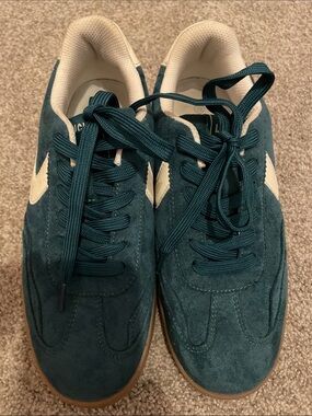 Lucky Brand Teal Suede Sneakers with White Accent